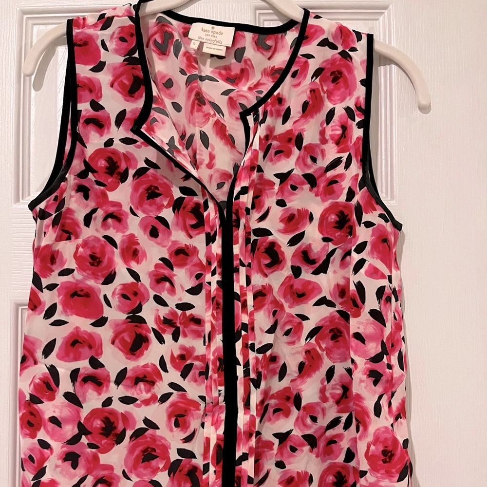 Kate Spade Rose print silk blouse